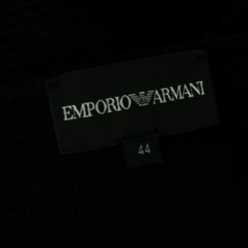 Noir Emporio ARMANI Top à manches bouffantes en tricot noir M. en vente