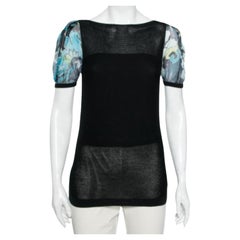 Emporio ARMANI Top à manches bouffantes en tricot noir M.