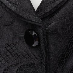EMPORIO ARMANI black lace jewel cut buttons fitted blazer IT40 S