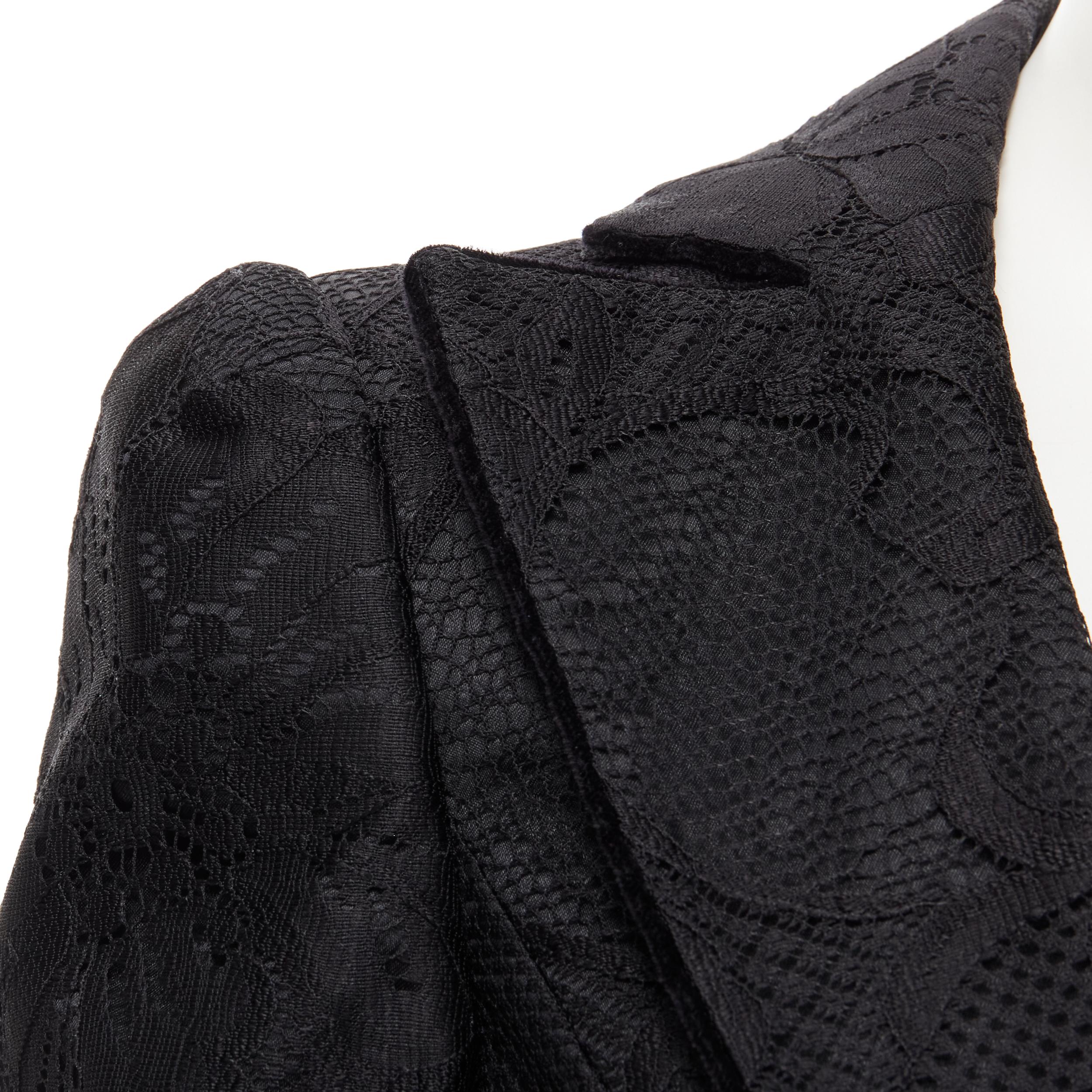 EMPORIO ARMANI - Blazer en dentelle noire avec boutons coupés en bijoux, taille IT 40 S en vente 2