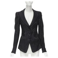 EMPORIO ARMANI - Blazer en dentelle noire avec boutons coupés en bijoux, taille IT 40 S