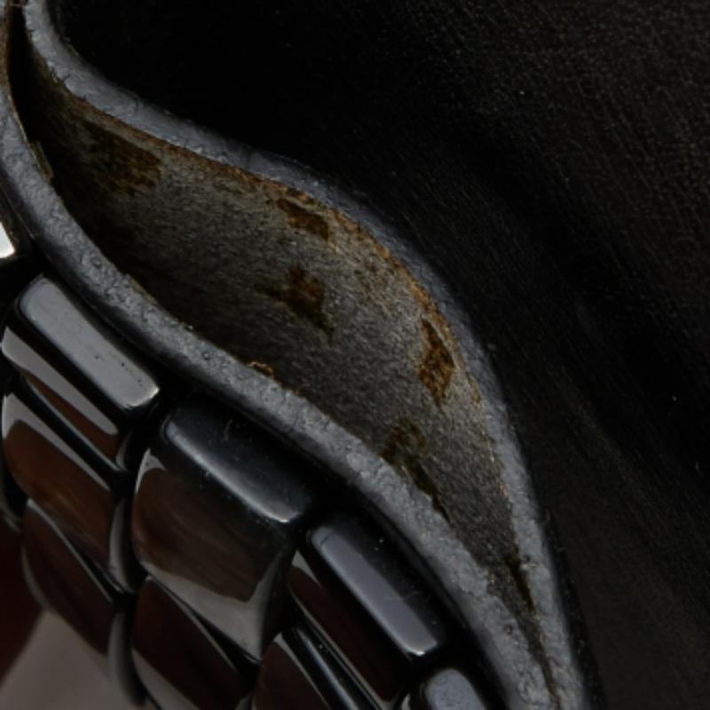 Nero EMPORIO ARMANI Cintura larga in pelle nera con fibbia a forma di mattone in vendita