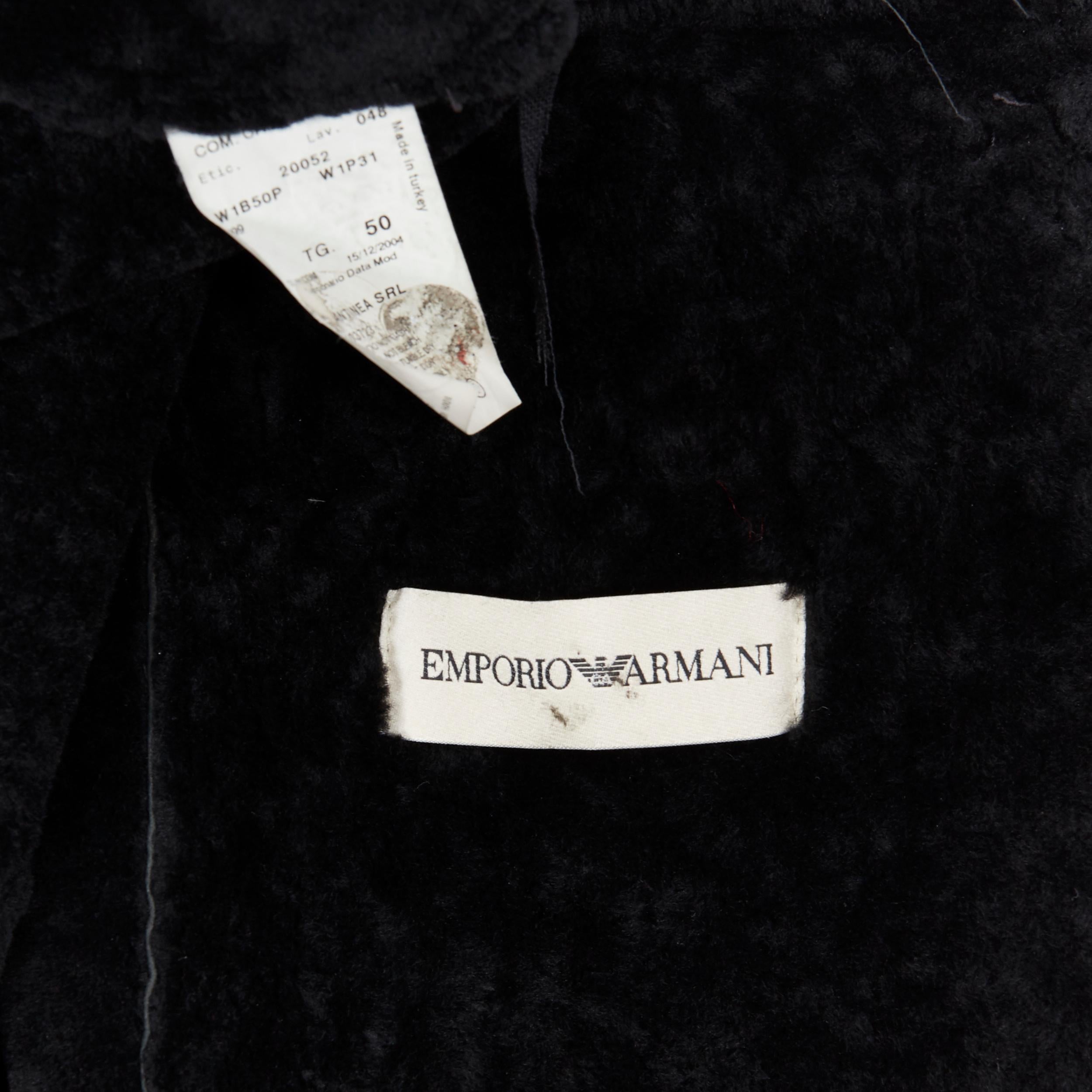 EMPORIO ARMANI black leather shearling lined 4-pocket aviator winter coat EU50 L 4