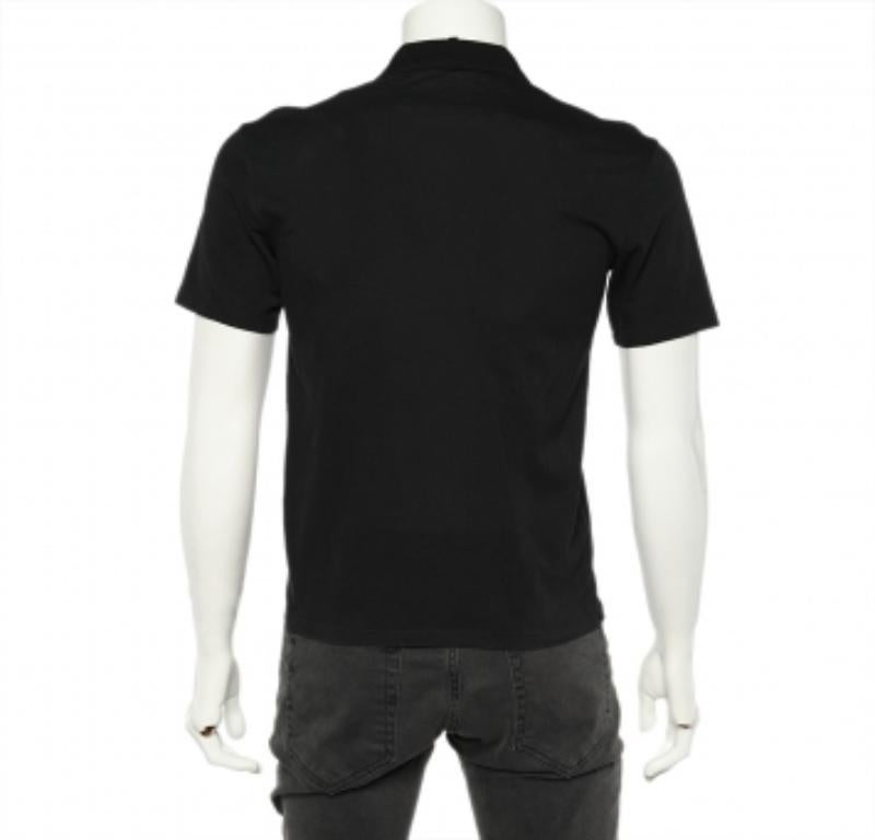 Emporio Armani Schwarzes Logo besticktes Baumwoll- Pique-Polo-T-Shirt mit Logo XS im Zustand „Gut“ im Angebot in Dubai, Al Qouz 2