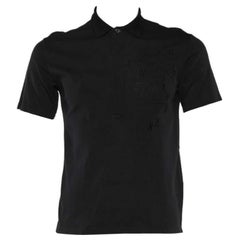 Emporio Armani Black Logo Embroidered Cotton Pique Polo T-Shirt XS