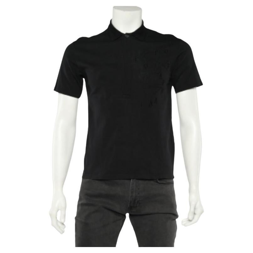 Emporio Armani Schwarzes Logo besticktes Baumwoll- Pique-Polo-T-Shirt mit Logo XS
