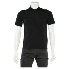 Emporio Armani Schwarzes Logo besticktes Baumwoll- Pique-Polo-T-Shirt mit Logo XS