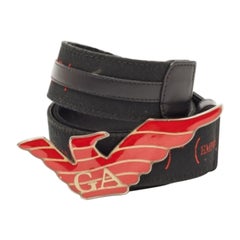 Emporio ARMANI Ceinture à boucle en tissu brodée du logo noir Taille 44