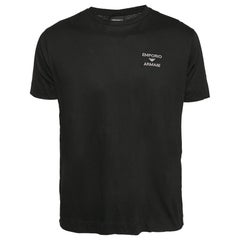 Emporio Armani Black Logo Embroidery Jersey Crew Neck T-Shirt XL