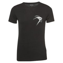 Emporio ARMANI Noir - T-shirt ras du cou en coton avec logo imprimé S