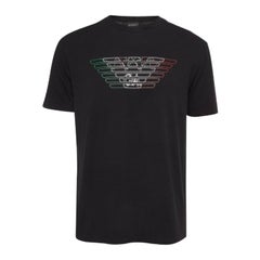 Emporio ARMANI Camiseta de algodón negra con logo XXL