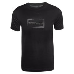 Emporio Armani Maglietta girocollo in cotone con logo nero stampato XS