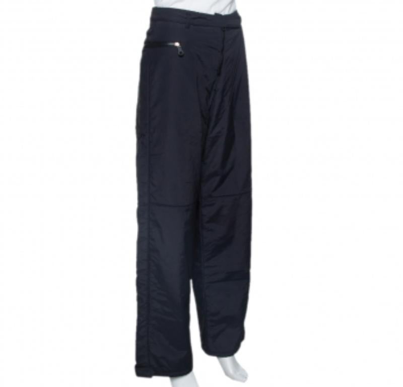 Emporio Armani Black Padded High Waist Technical Pants M In Good Condition For Sale In Dubai, Al Qouz 2