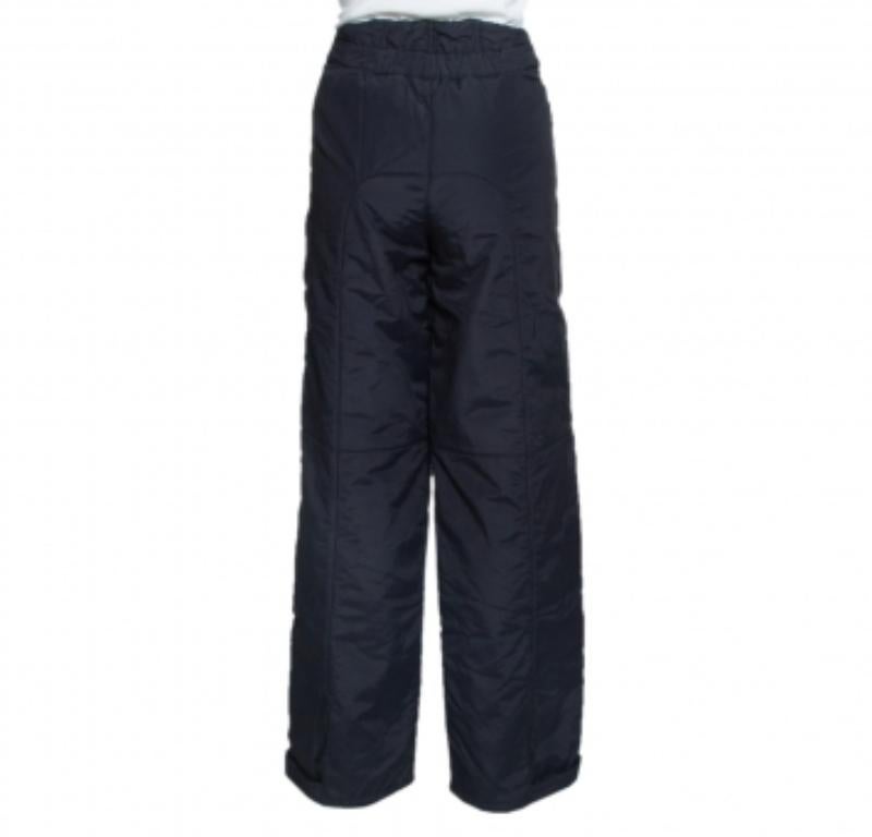 Emporio Armani Black Padded High Waist Technical Pants M For Sale 2