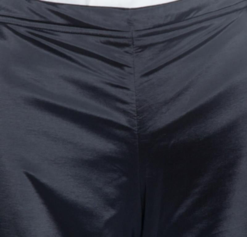 Emporio Armani Black Padded Wide Leg Pants M For Sale 2