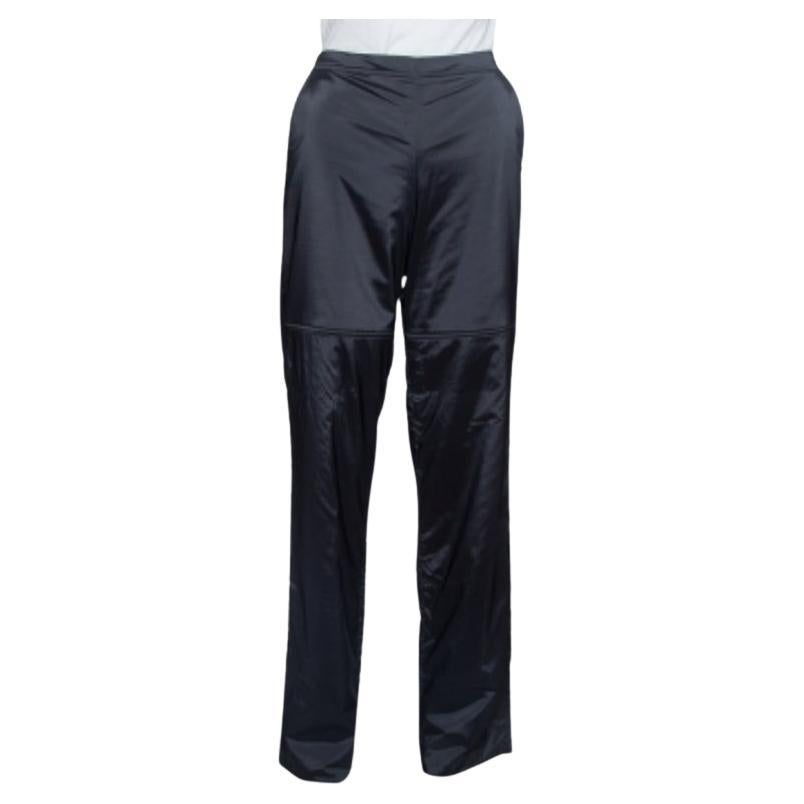 Emporio Armani Black Padded Wide Leg Pants M For Sale