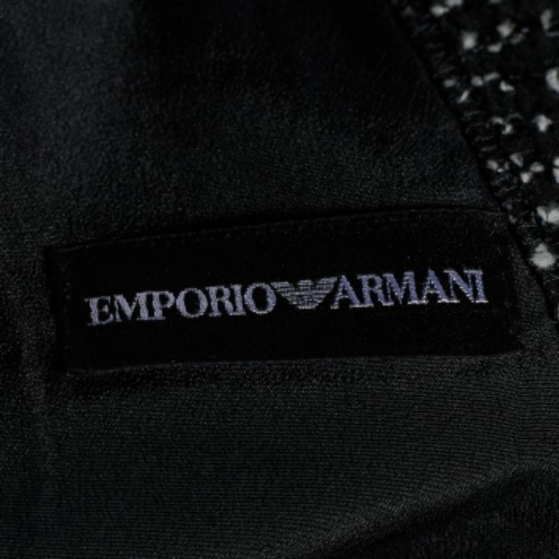 Emporio ARMANI Noir Robe longue en laine et crêpe à motifs S Pour femmes en vente