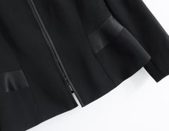 Giorgio Armani Women's Black Peplum Hem Zip Front Jacket, IT40/UK8
