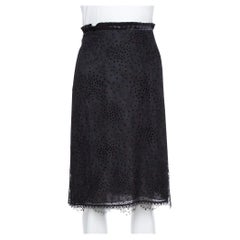Emporio Armani Black Pleated Waist Detail & Floral Lace Short Skirt M