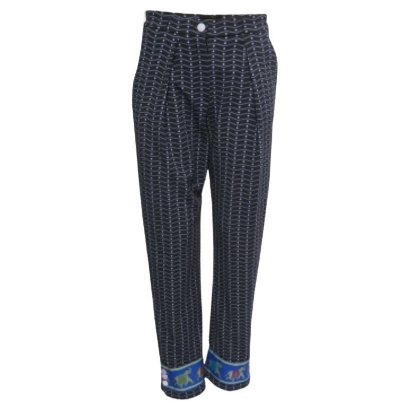Emporio ARMANI Noir Pantalon en crêpe imprimé avec bordure en forme d'éléphant S