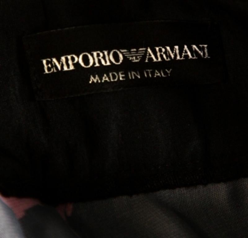 Emporio Armani Black Printed Satin & Lace Overlay Maxi Dress S In Good Condition For Sale In Dubai, Al Qouz 2