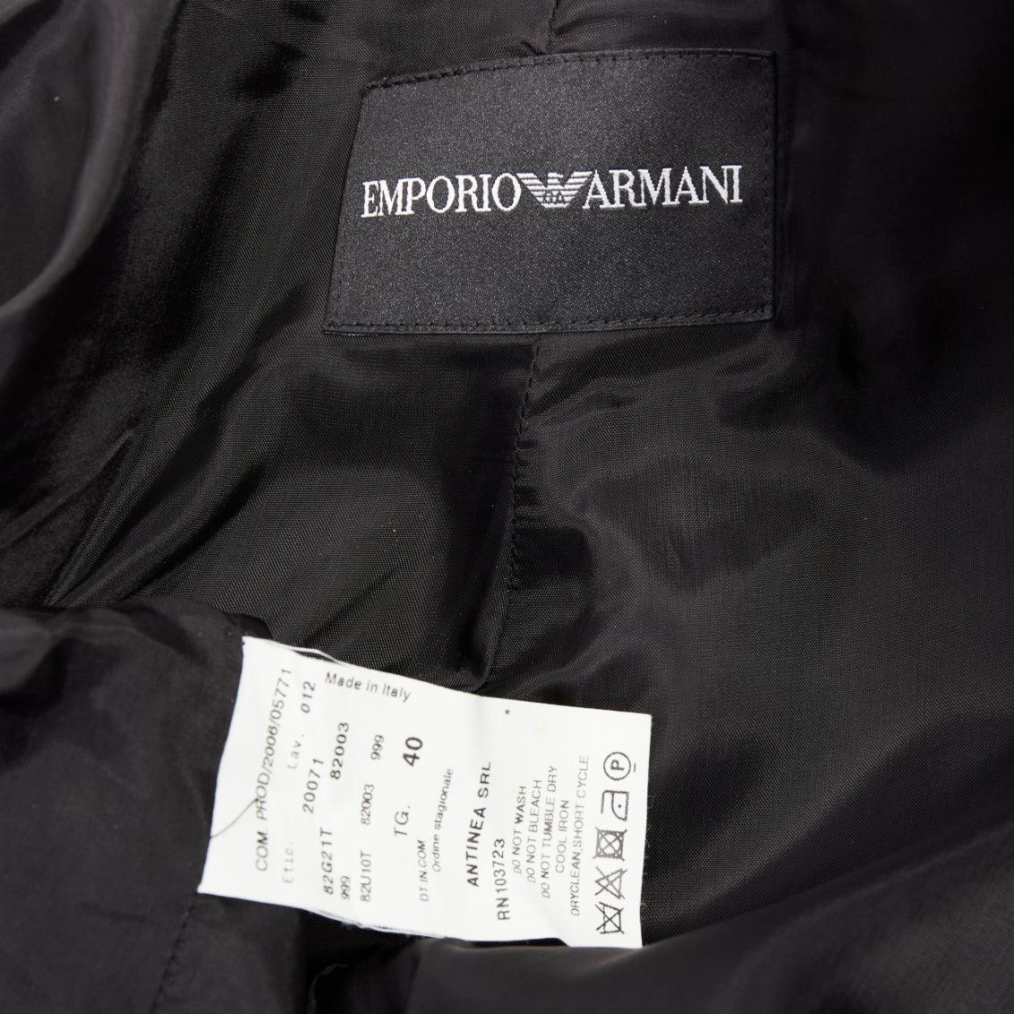EMPORIO ARMANI black satin peak lapel cropped tuxedo blazer IT40 S For Sale 3