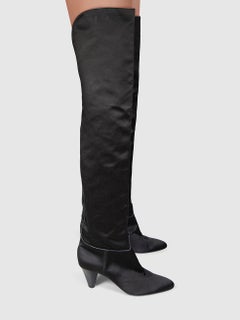 Botas de tacón de satén negro Emporio Armani talla IT 40
