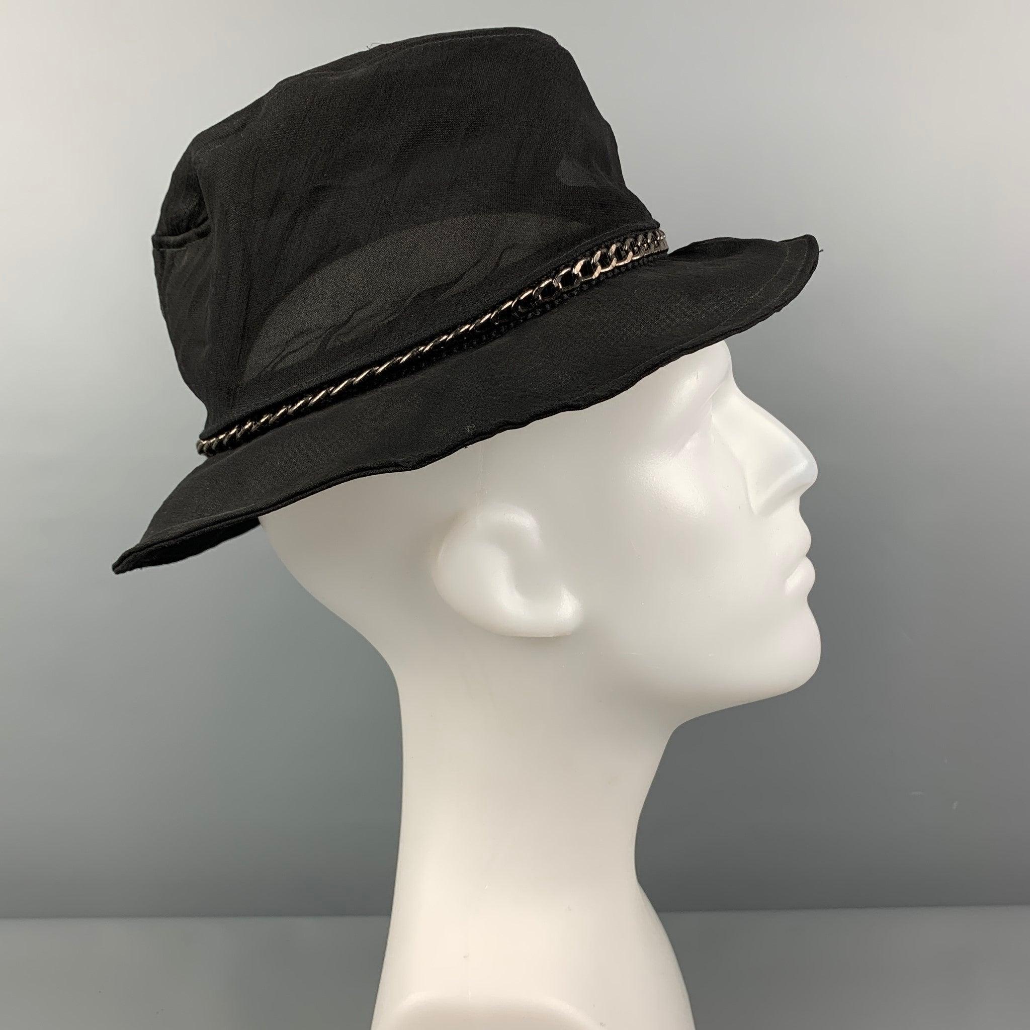 EMPORIO ARMANI Black See-Through Silk Bucket Hat In Good Condition For Sale In San Francisco, CA