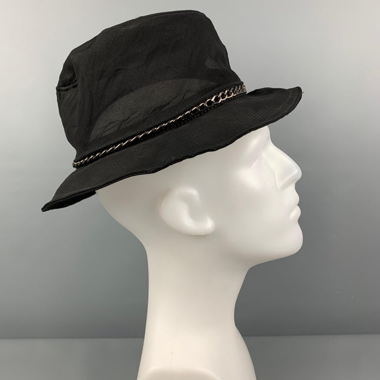 EMPORIO ARMANI Black See-Through Silk Bucket Hat In New Condition For Sale In San Francisco, CA