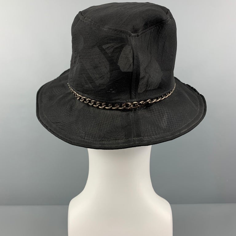 Men's EMPORIO ARMANI Black See-Through Silk Bucket Hat For Sale