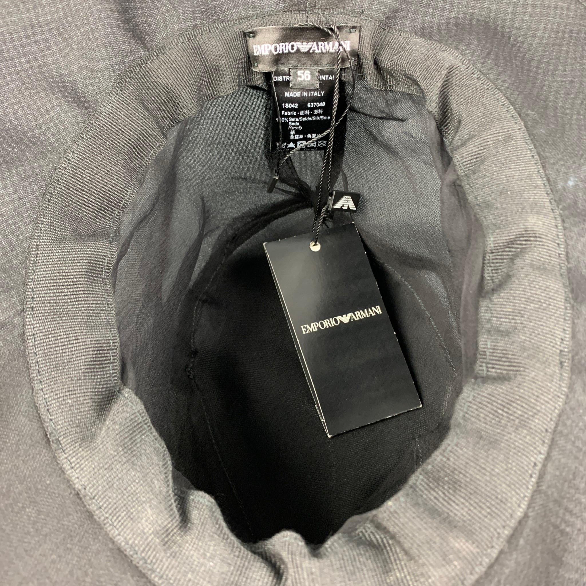 EMPORIO ARMANI Black See-Through Silk Bucket Hat In New Condition In San Francisco, CA