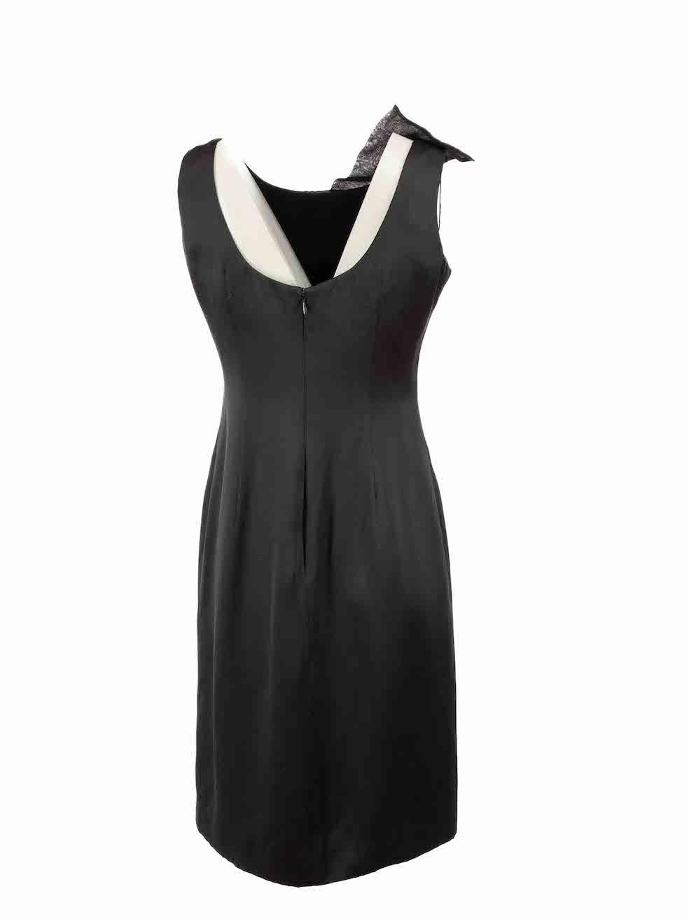 Emporio Armani Black Silk Bow Detail Fitted Dress Size M In Excellent Condition In London, GB
