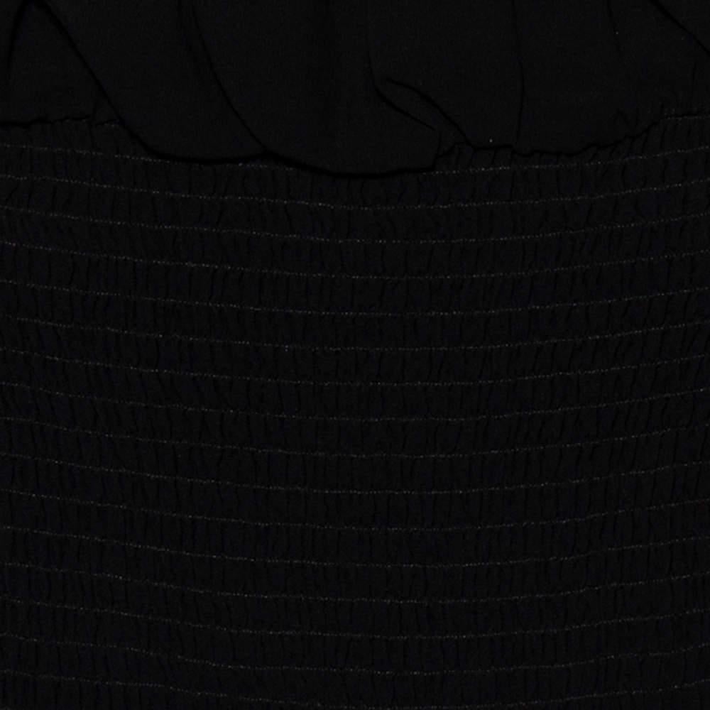Women's Emporio Armani Black Silk Smocked Sheer Top S