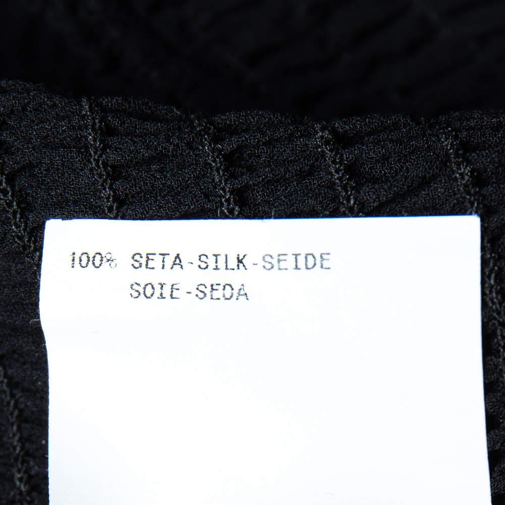 Emporio Armani Black Silk Smocked Sheer Top S 2