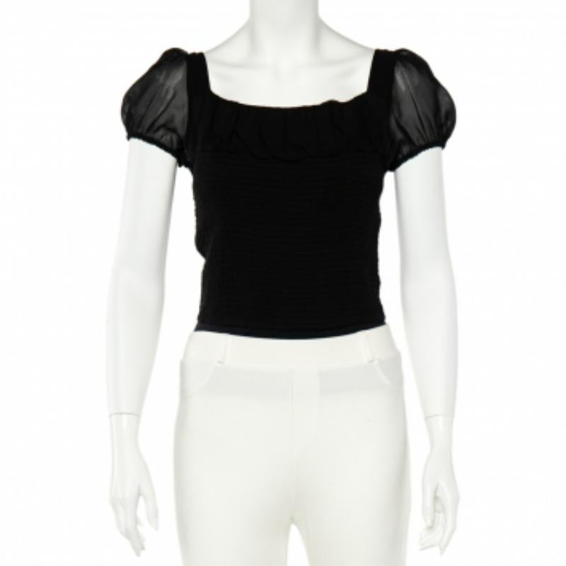 Emporio Armani - Haut transparent fumé en soie noire S