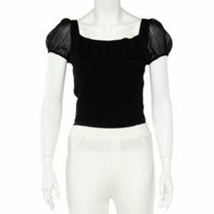 Emporio Armani - Haut transparent fumé en soie noire S