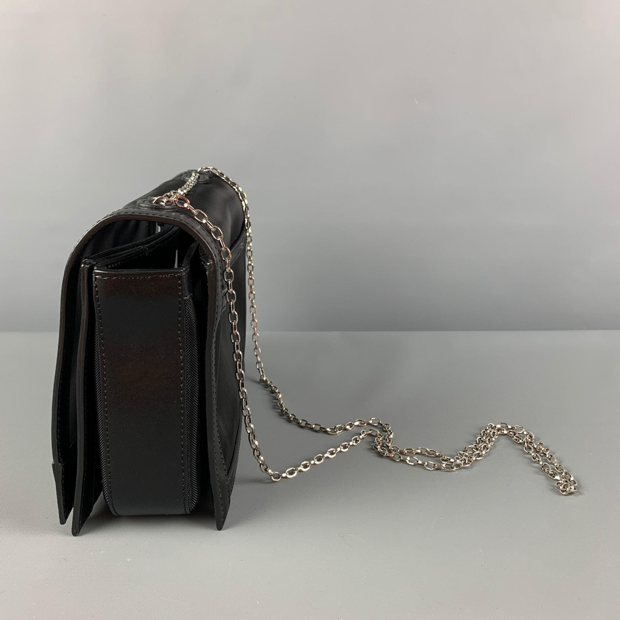 Women's EMPORIO ARMANI Black Silver Mesh Leather Nylon Handbag For Sale