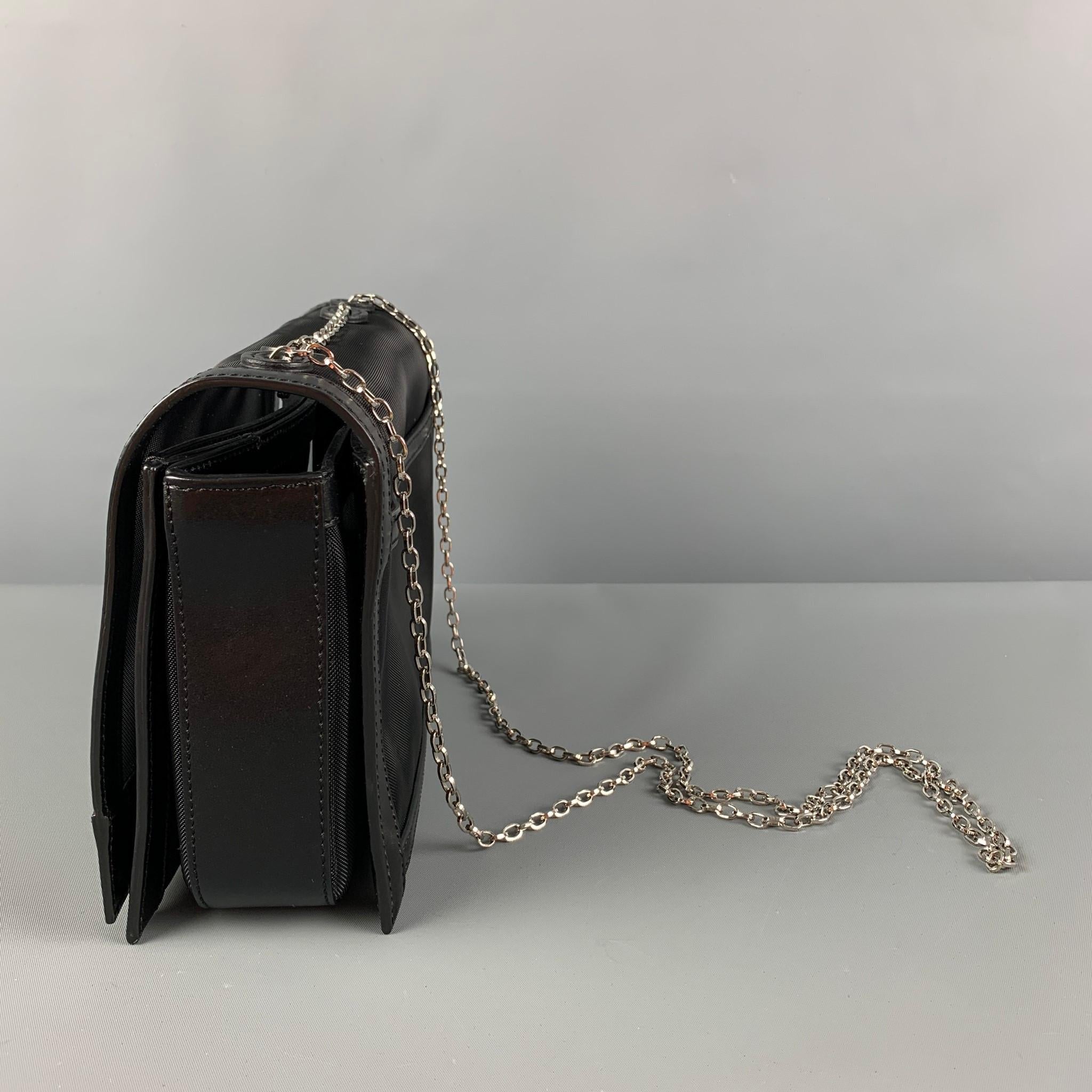 Women's EMPORIO ARMANI Black Silver Mesh Leather Nylon Handbag