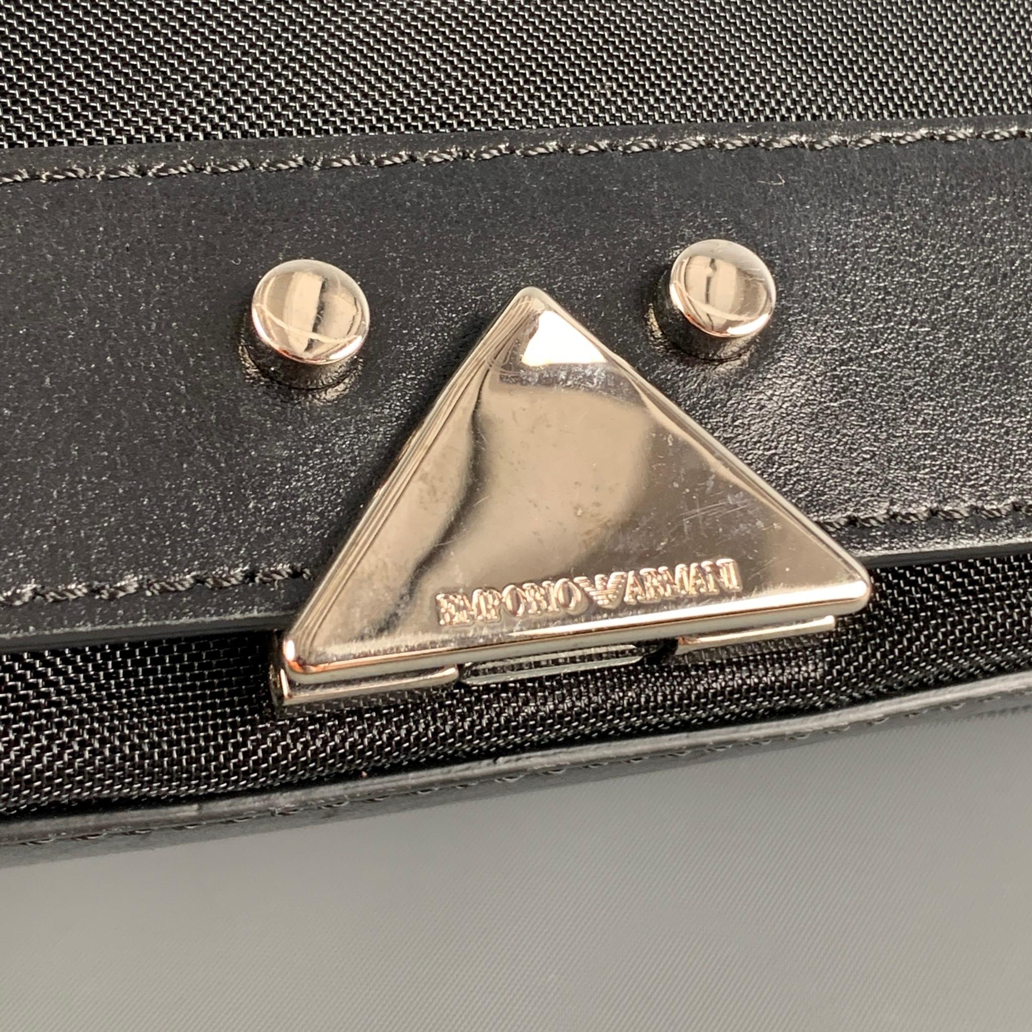 EMPORIO ARMANI Black Silver Mesh Leather Nylon Handbag 1