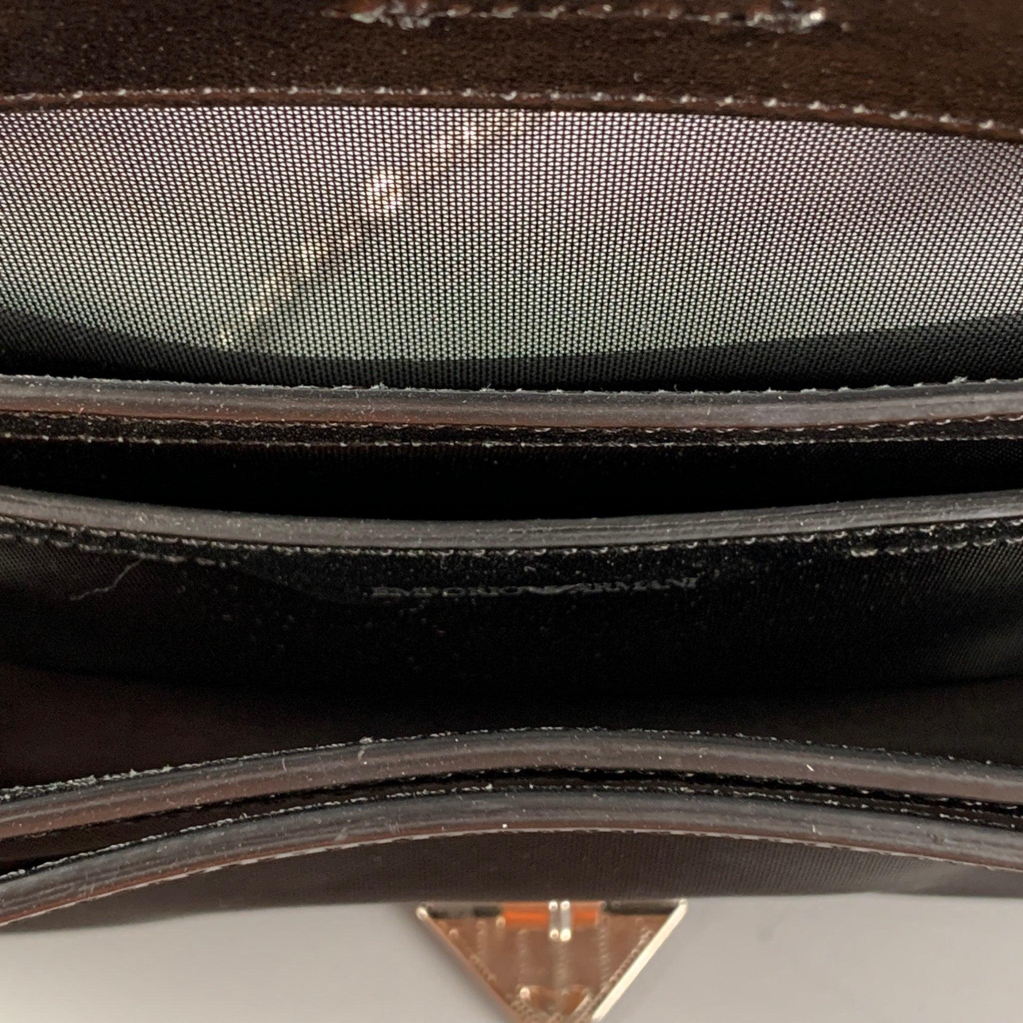 EMPORIO ARMANI Black Silver Mesh Leather Nylon Handbag For Sale 2