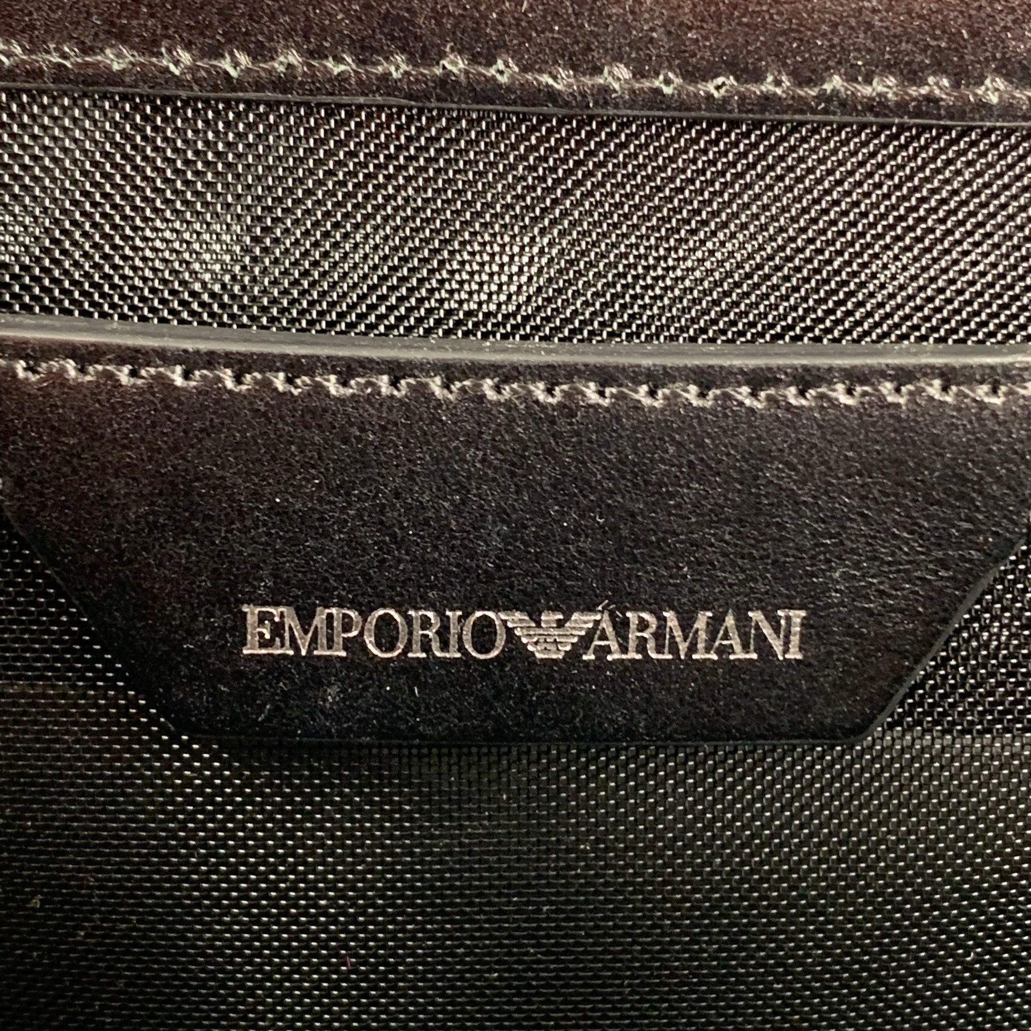 EMPORIO ARMANI Black Silver Mesh Leather Nylon Handbag For Sale 3