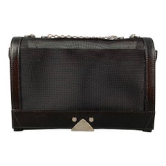 EMPORIO ARMANI Black Silver Mesh Leather Nylon Handbag