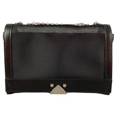 EMPORIO ARMANI Black Silver Mesh Leather Nylon Handbag