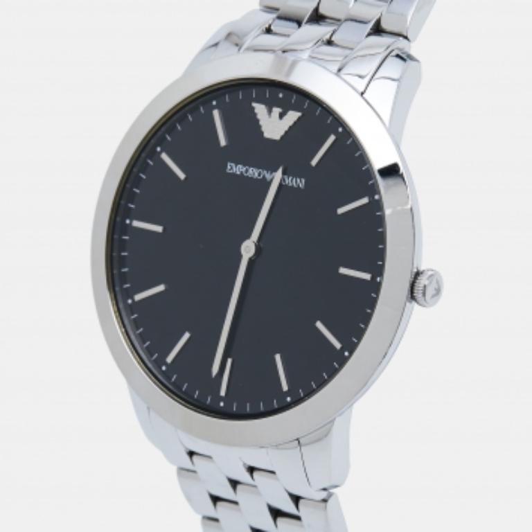 EMPORIO ARMANI Orologio da polso da uomo in acciaio nero retrò AR1744 41 mm 4