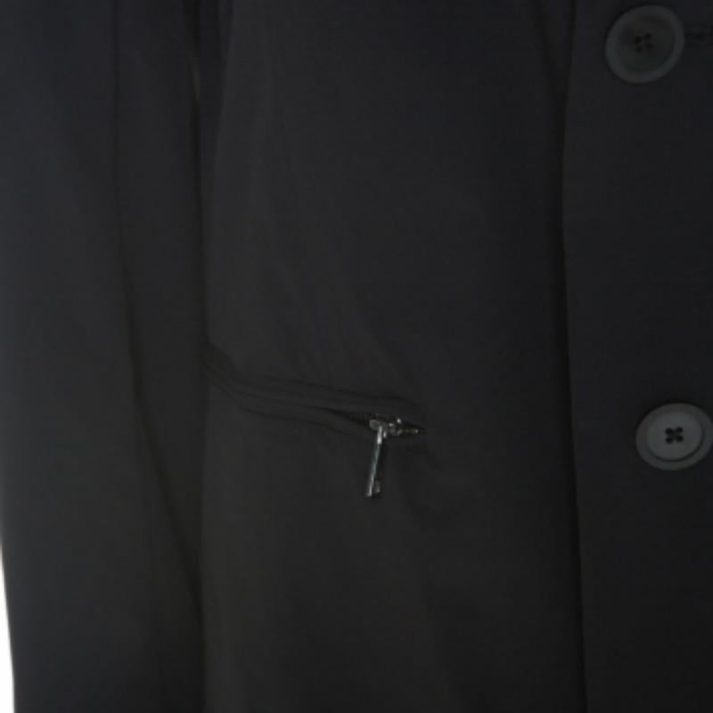 Emporio Armani Black Stretch Nylon Blazer L (Schwarz) im Angebot