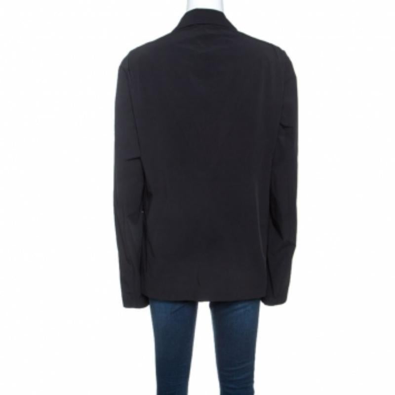 Emporio Armani Black Stretch Nylon Blazer L im Angebot 1