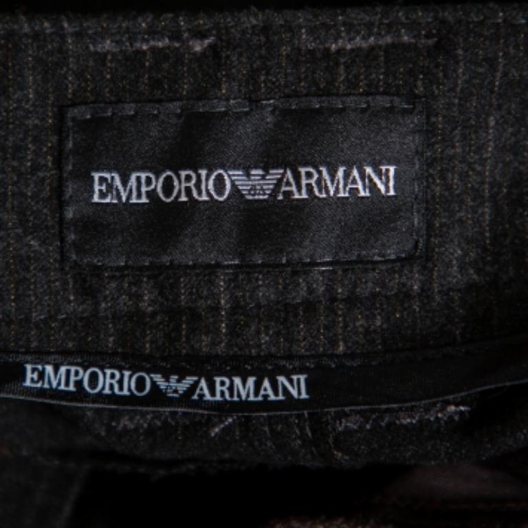 Emporio Armani Black Striped Straight Leg Trousers M For Sale 1