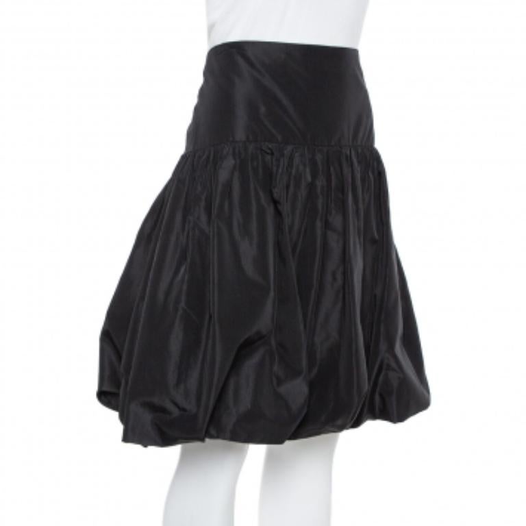Women's Emporio Armani Black Taffeta Gathered Short Skirt L For Sale