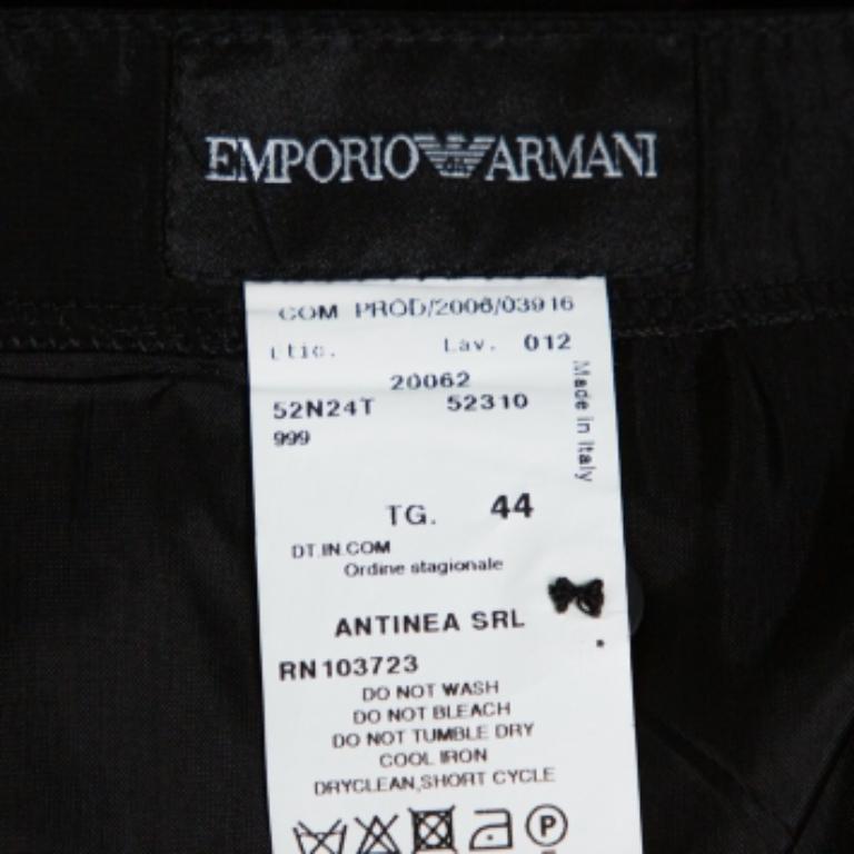 Emporio Armani Black Taffeta Gathered Short Skirt L For Sale 2