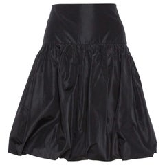 Emporio Armani Black Taffeta Gathered Short Skirt L